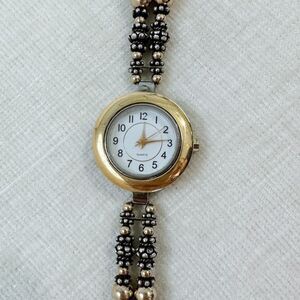 Vintage mixed metal Gold and Silver Beaded Watch